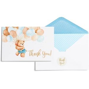 Teddy bear balloon thank you cards (pack of 50)